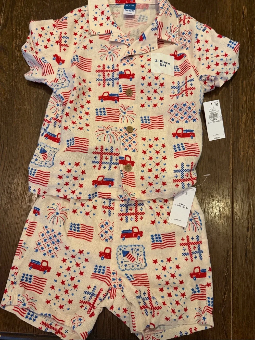 Old Navy Red & Blue Patriotic Kids Pajama Set